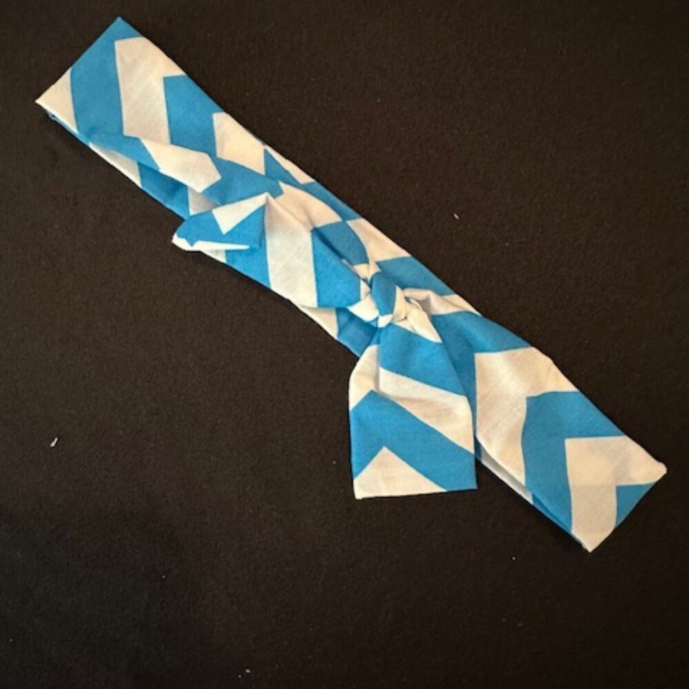 Aqua & White Chevron Knot Headband  -Women's  HB1010  Handmade NWT Boutique